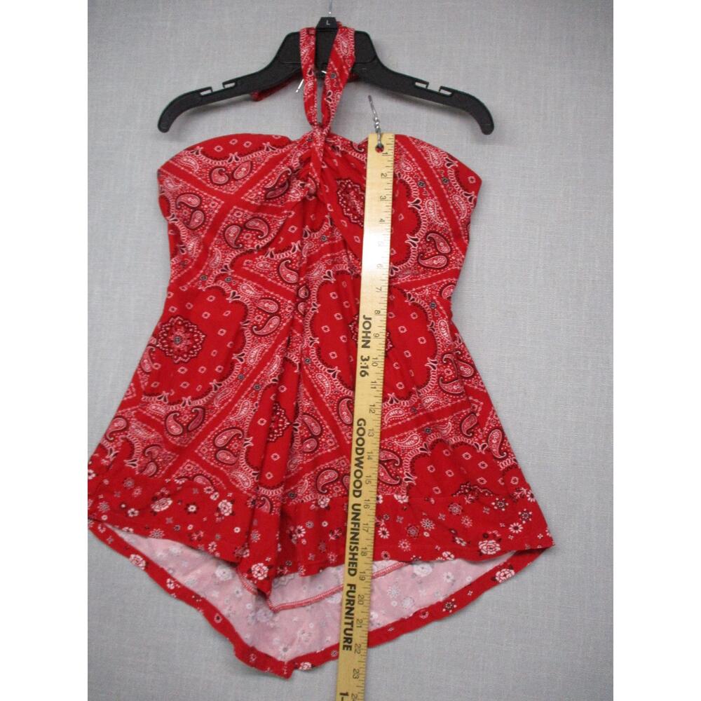 No Boundaries Red Paisley Y2K Boho Halter Bandana Top juniors Size XL 15 17 - Picture 5 of 11